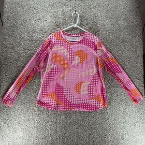 Ibkul Shirt Women 2XL XXL Pink Geometric Long Sleeve Breathable Mesh UPF50 Adult